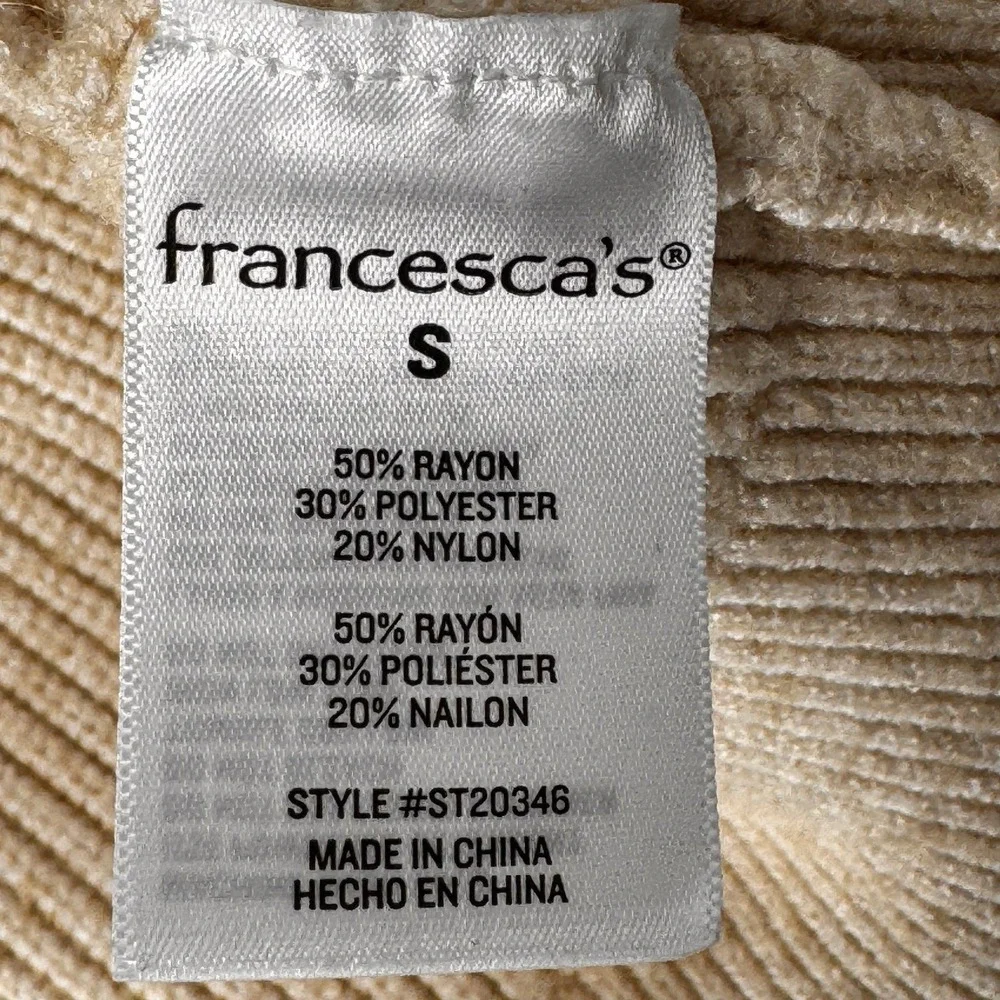 Francescas 'Blue Rain' Beige Textured‎ Knit Open Front Cardigan Sweater Size S
